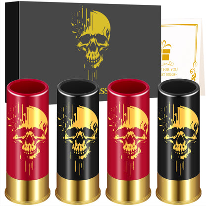 US Local 4 pcs Skull Shot Glasses, 1.5oz - Reusable, High-Quality Plastic Bullet Cups For Whiskey, Cocktails & Wine, Perfect For Bars, Parties & Gifts