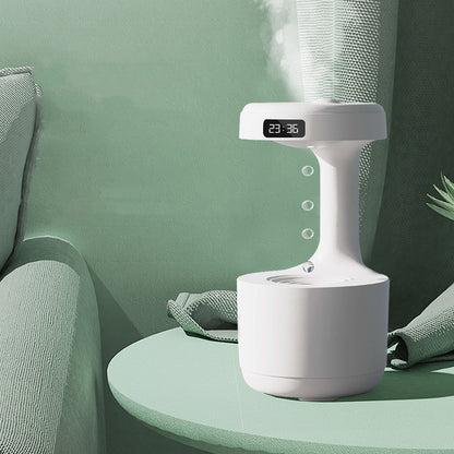 Bedroom Anti-Gravity Air Humidifier With Clock Water Drop Backflow Aroma Diffuser Large Capacity Office Bedroom Mute Heavy Fog Household Sprayer
