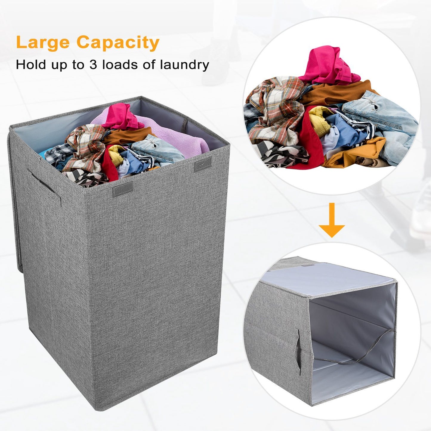 US Local 1Pc Foldable Laundry Hampers Washing Clothes Laundry Basket With Lid Handles Storage Organizer