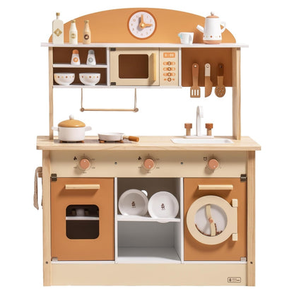 US Local Robud New Large Kids Toddlers Kitchen Playset Wooden Play Toy With Accessories