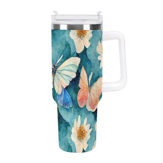 PHDT00138 POD US Local Tumbler 40 oz Large Capacity Car Cup Flowers Butterfly