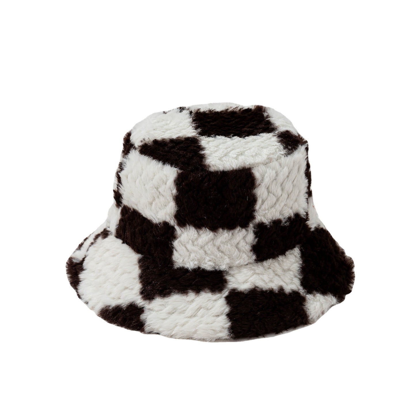 Square Plaid Plush Fisherman Hat