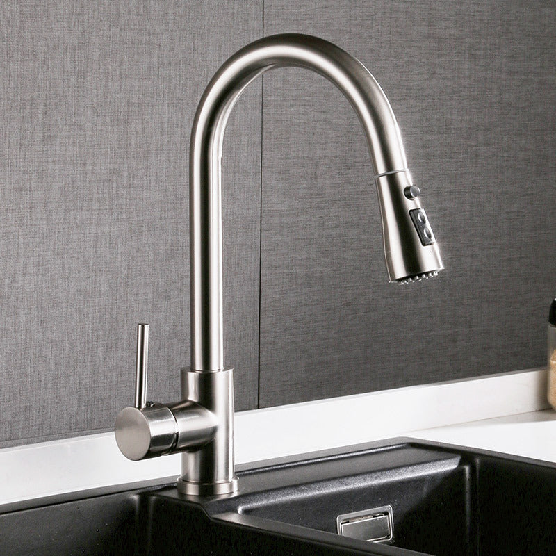 USA Local Pull-out Hot And Cold Household Kitchen And Dishwashing Brushed Copper Sink Faucet