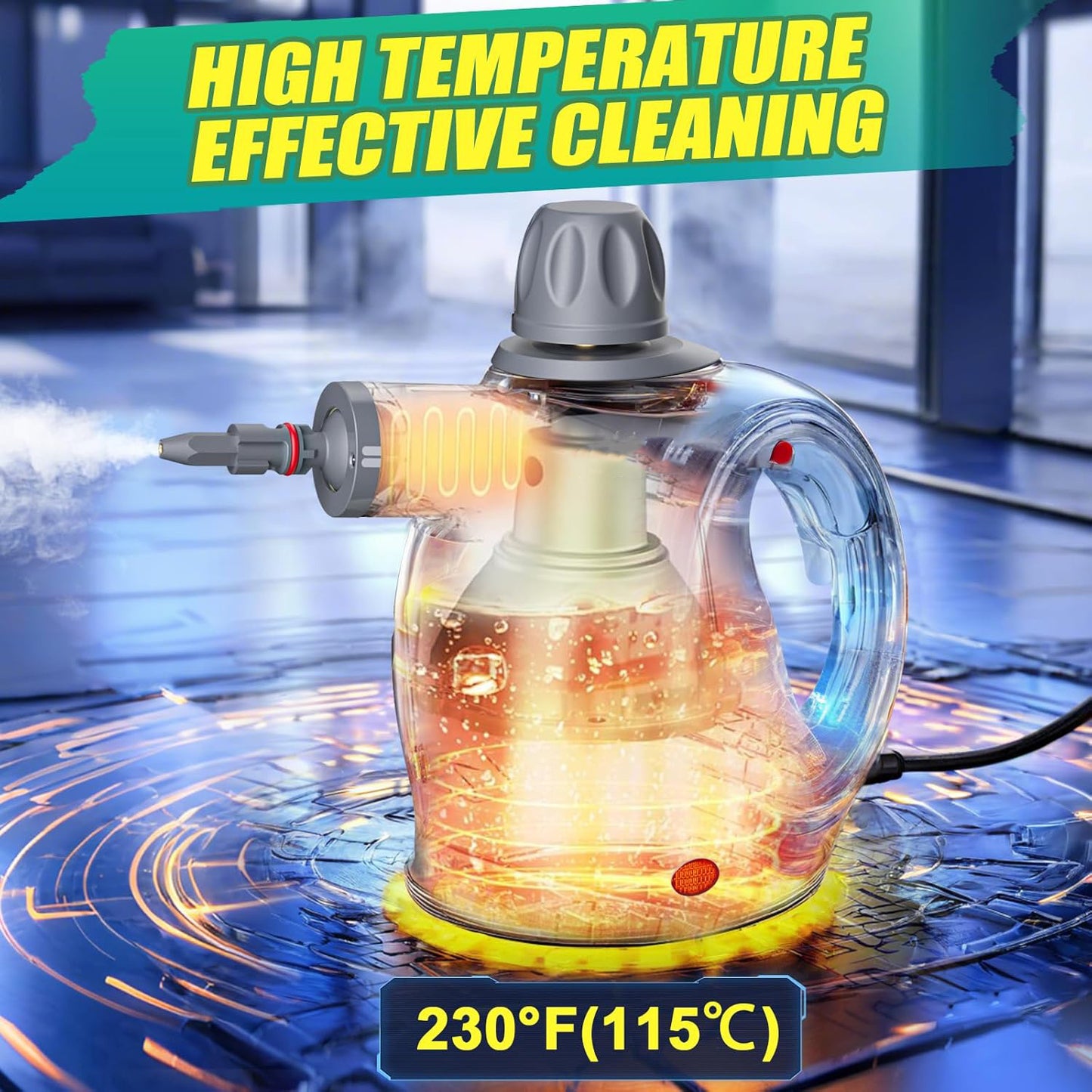 US Local Handheld Steam Cleaner With Safety Lock, 500 Milliliter Large Water Tank And 12 Piece Accessory Set, For Removing Stubborn Dirt And Disinfecting Surfaces, Black And White