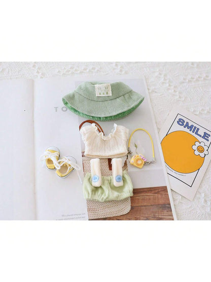 US Local 5PCS-Set Cute Hat Shoes Doll Clothes Outfit Set For LABUBU 15CM-17CM Doll, Adorable Dress Up Accessories For Doll - Dolls Not Included