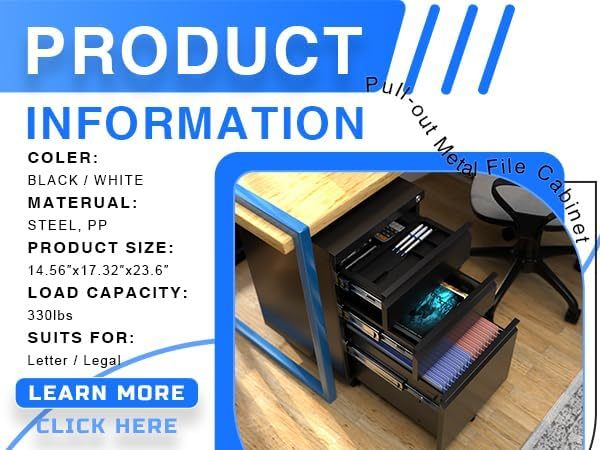 US Local 3 Drawer Mobile File Cabinet, Fully Assembled Office File Cabinets,Letter Legal A4 Size Drawer,Black