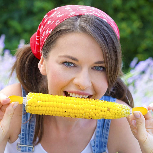 Yellow Corn Cob Holder Stainless Steel Fork Skewer Is Suitable For Corn On The Cob Grilling Tools