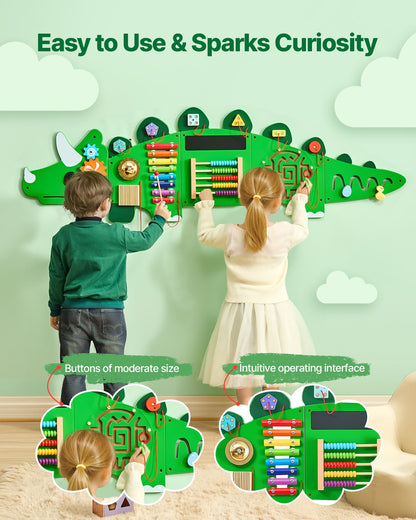 US Local Dinosaur Activity Wall Busy Board Panels 11 Activities Sensory Wall Panel