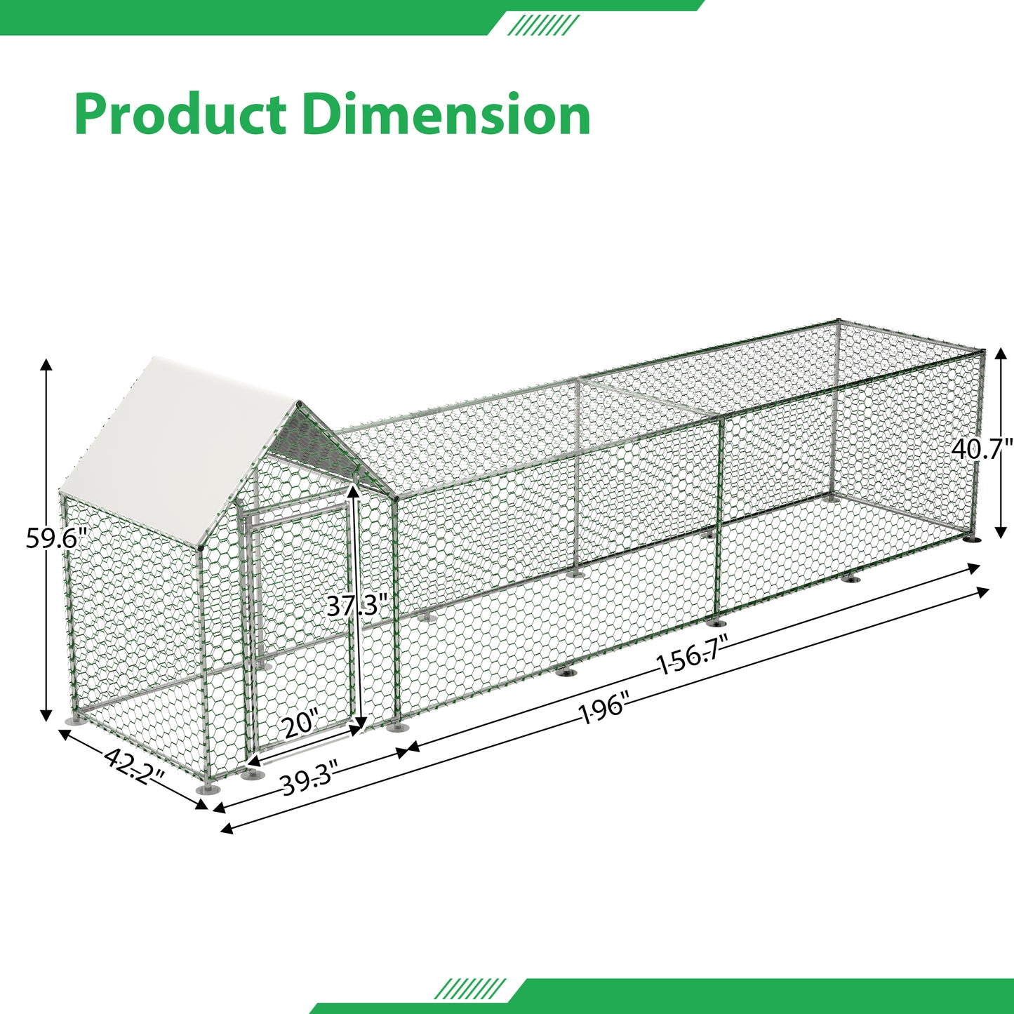 US Local Metal Chicken Coop,Walk-in Chicken Run,Poultry Chicken Hen Pen Cage,Rabbits Duck Cages,With Cover