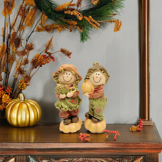 American Pastoral Scarecrow Thanksgiving Harvest Festival Pumpkin Desktop Doll Ornaments Resin Crafts Creative