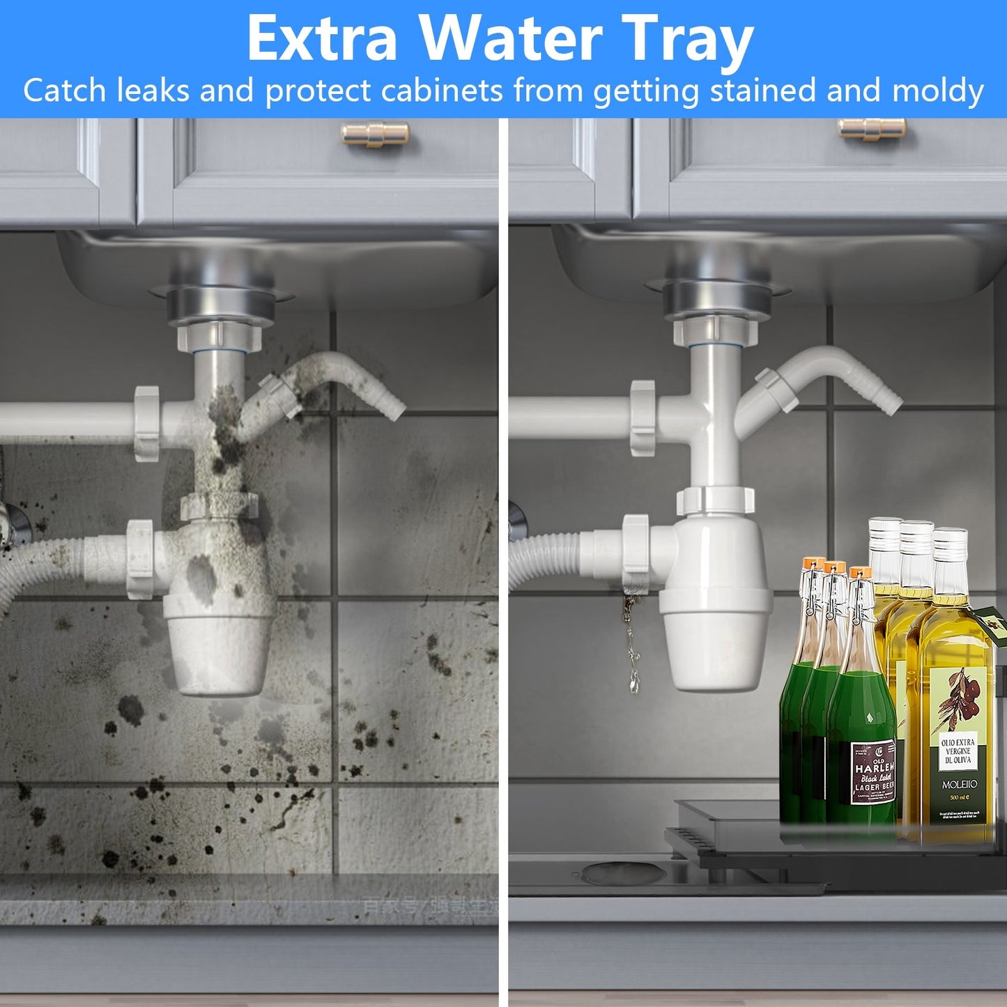 US Local 1Pc 2Tier Pull Out Under Sink Organizer Cabinet Organizer With Sliding Drawer Tray L Shaped Slide Out Storage Shelves For Bathroom Kitchen Cabinet