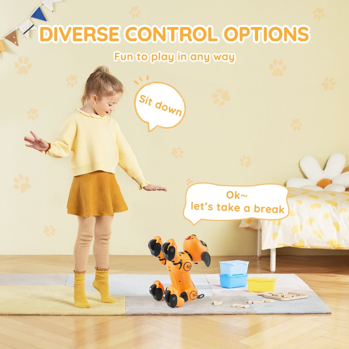 US Local VEVOR RC Robot Dog Toy Talking Dancing Touch & Voice Remote Control Programmable