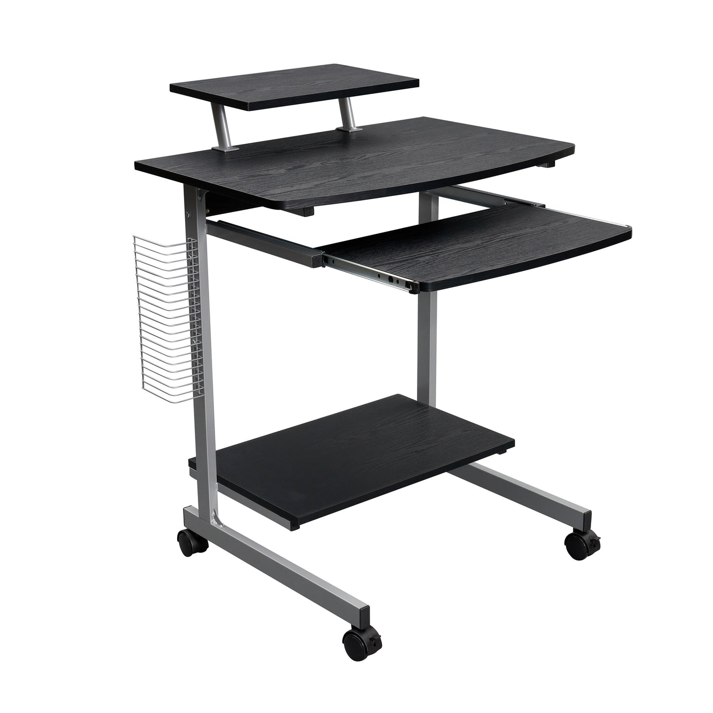 US Loccal Compact Computer Cart With Storage Space, Dark Coffee Color