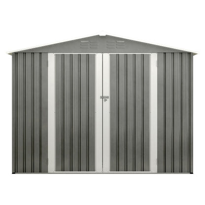 US Local 8x6 FT Outdoor Waterproof Garden Tool Storage Sheds With Metal Foundation With Floor Frame, Tool Shed With Lockable Hinged Doors & Air Vents, Storage House Waterproof For Backyard, Lawn, Gray