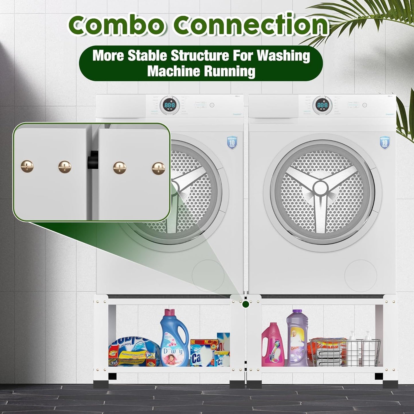 US Local Laundry Pedestal 18 In Height, Washer And Dryer Pedestals With Storage Shelf, 700lbs Weight Capacity Washing Machine Stands For Most Washers And Dryers, Assembly Required, White, 2 Pack