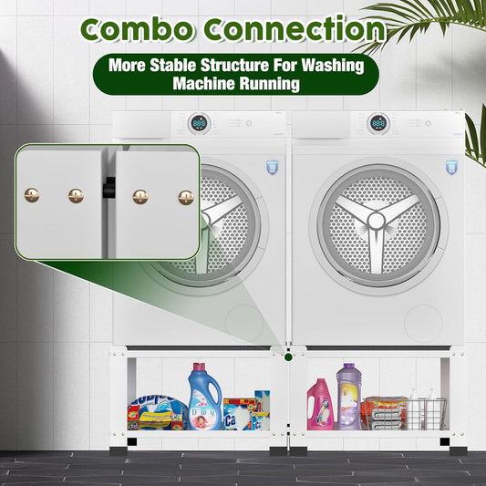 US Local Laundry Pedestal 18 In Height, Washer And Dryer Pedestals With Storage Shelf, 700lbs Weight Capacity Washing Machine Stands For Most Washers And Dryers, Assembly Required, White, 2 Pack