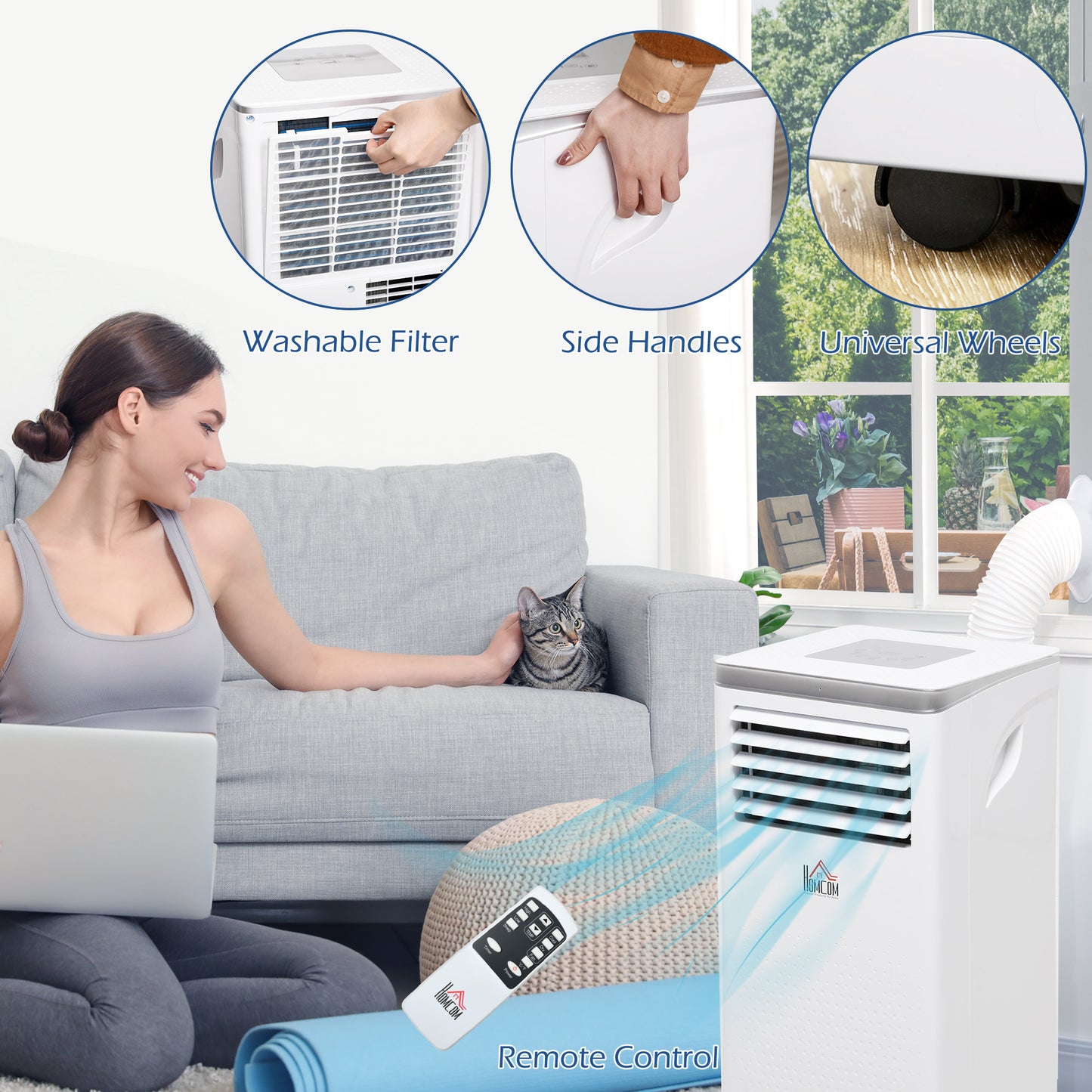 US Local Portable Air Conditioner 7000BTU Remote Fan Modes 24 Hour Timer Auto Off
