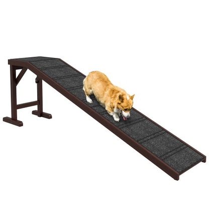 US Local PawHut Dog Ramp For Bed, Pet Ramp For Dogs With Non-Slip Carpet And Top Platform, 74 X 16 X 25, Brown