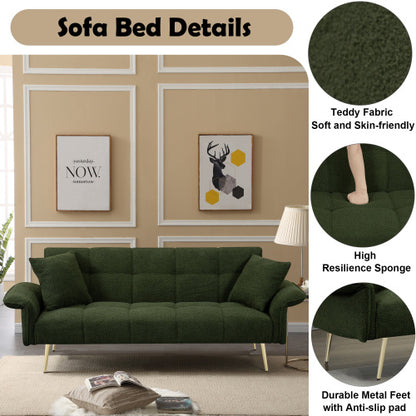 US Local 70.1 Inches Futon Sofa Bed, Convertible Double Sofa Bed With Folding Armrests For Living Rooms And Small Spaces