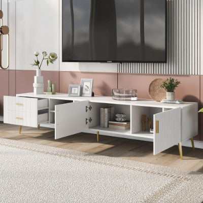 UK Local White TV Stand For 75-inch Televisions, Lowboards, TV Boards, TV Cabinet, Entertainment Center, TV Console Table, Modern Entertainment Center, Media Console White