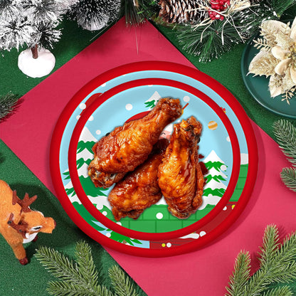 US Local Christmas Paper Plates And Cups Set Decorations For 10 Guests Santa Claus Elk Pattern Plates And Cups For Winter Holiday Christmas Party Decorations