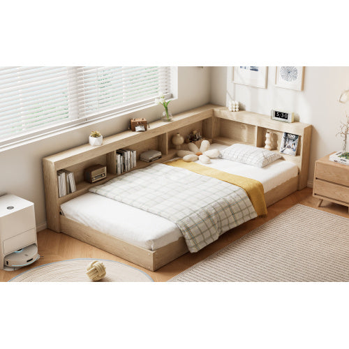 UK Local Storage Bed, 3FT Single Bed 90x190cm, Plenty Of Storage Space, Durable And Sturdy, For Adults  Teenagers, Single Bed, MDF Plywood, Multifunctional Bed, White Oak Color