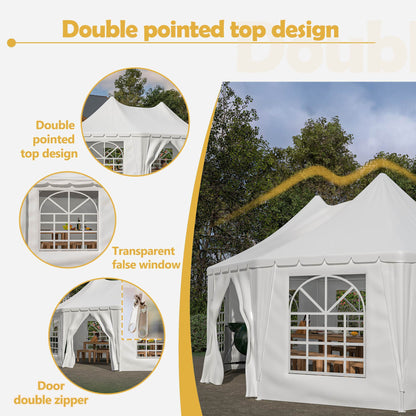 US Local Double Peaked Arabian Shelter,Party Tent,PVC Coated Polyester Roof,Roll-Up Doors And Windows,Removable Side Walls,And Complete Accessorie,White