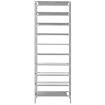 US Local 10 Tiers Shoes Rack Shelves 27 Pairs Shoes Storage Organizer Stand Non-Woven Fabric Detachable Shoes Tower Stackable Shoes Storage Rack For Entryway