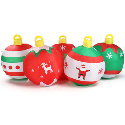 US Local 6.9ft Five Christmas Balls, Five LED Lights, Bundle Pocket, Christmas Inflatable Decoration