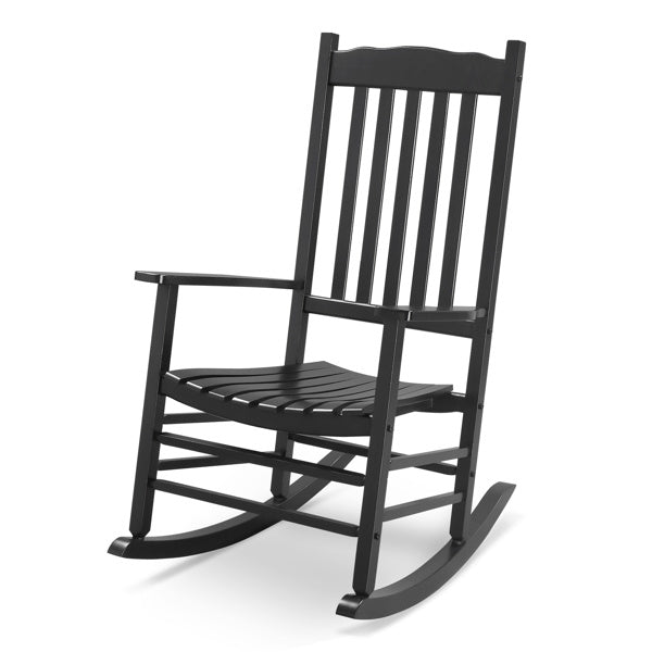 US Local Black Poplar Wavy Wooden Rocking Chair With Armrests