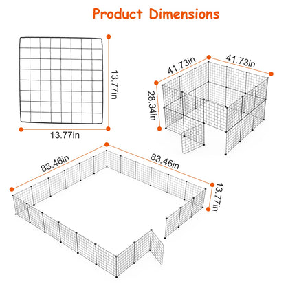 US Local 1Pc Small Animal Playpen With Door Dog Metal Playpen Small Medium Kitten Puppy Guinea Pig Rabbit Kennel Small Animal Cage Metal Wire Fence For Indoor Outdoor Yard Camping