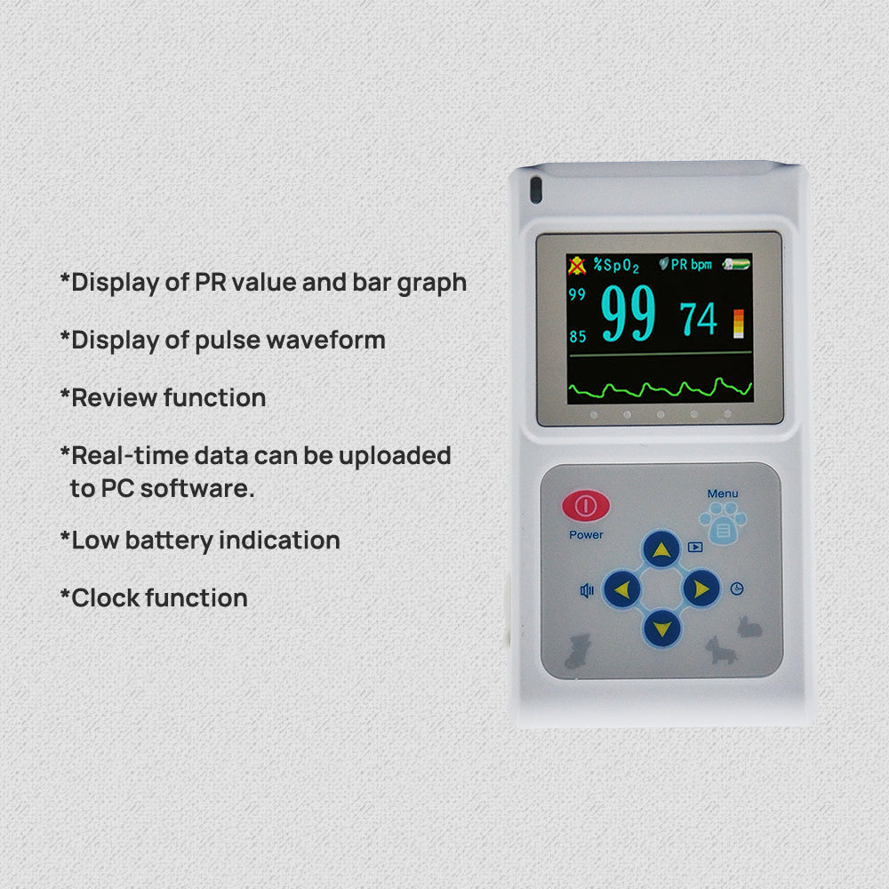 US Local Veterinary Color Display CMS60D-VET Pulse Oximeter Spo2 Probe PR VET Monitor