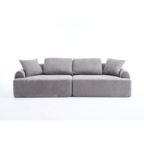 US Local LY-024GY COMPRESSION SOFA  4-seater Combined Sofa, Crochet Yarn Fabric, Full Sponge Compression Sofa,combined Sofa With 4 Pillows For Home Living  Home Furniture  Apartment  Office  House