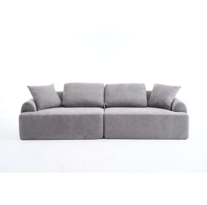 US Local LY-024GY COMPRESSION SOFA  4-seater Combined Sofa, Crochet Yarn Fabric, Full Sponge Compression Sofa,combined Sofa With 4 Pillows For Home Living  Home Furniture  Apartment  Office  House