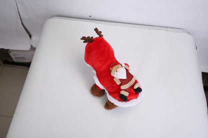 US Local 1Pc Pet Christmas Clothes Santa Claus Reindeer Antlers Costume Winter Outfit New Year Coat For Small Medium Dogs Cats
