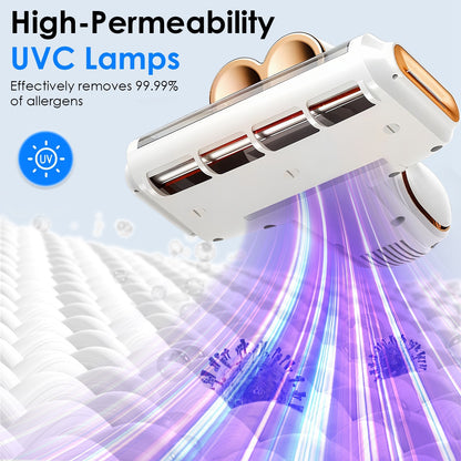 US Local 1Pc Mattress Vacuum Cleaner 16Kpa Bed Vacuum Cleaner Handheld Vacuums With Ultrasonic And UVC Light 18000 RPM Brushroll Rotation Dual Dust Bins Washable Filters For Bed Pillows Cribs Sofa