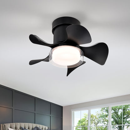 US Local 21'' Low Noise Matte Black Abs Blade Remote Ceiling Fan With Led Light For Kitchen Bedroom Dining Room Toilet Patio Matt Black