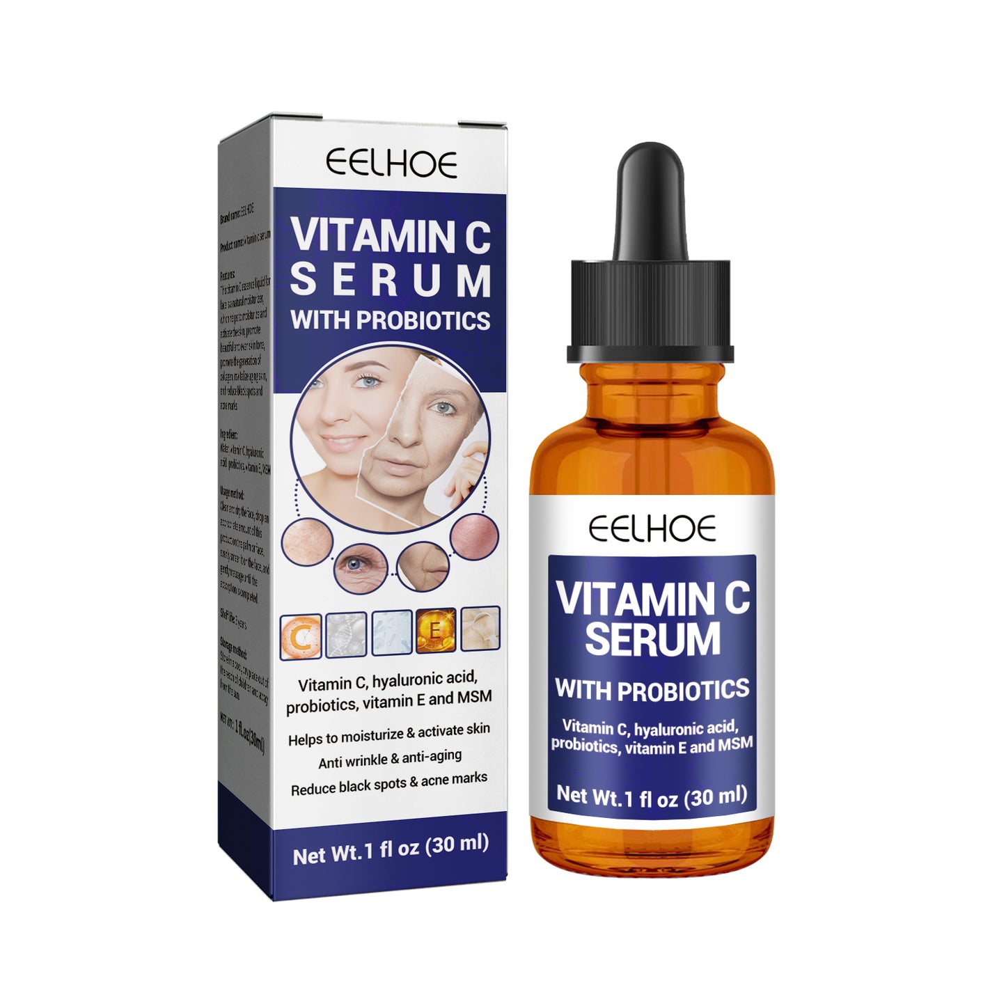 US Local EELHOE Anti-aging Vitamin C Facial Essence, Reduces Spots Acne Fine Lines, Moisturizes Facial Essence