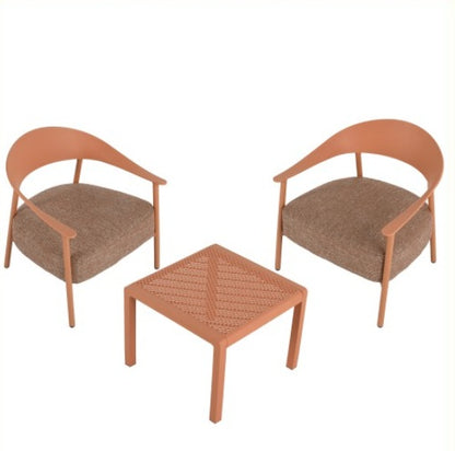 US Local Modern 2 Piece Accent Chair Set With Coffee Table  Apricot Brown PP  Steel Frame Sofa Set, Soft Cushioned Seating For Living Room, Lounge, Balcony