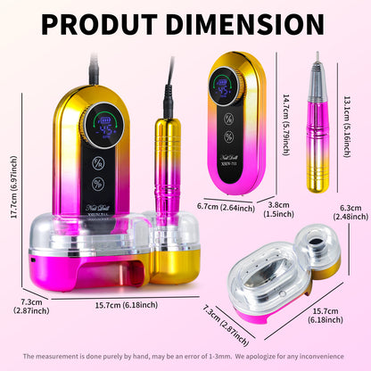 US Local 45000RPM Professional Nail Drill Kit, Nail Polishing Machine Includes Polishing Head And Drill Head, Basic Nail Tool Kit. Nail File Machine Kit Used For Removing Acrylic Gel Nails During Polishing, Be