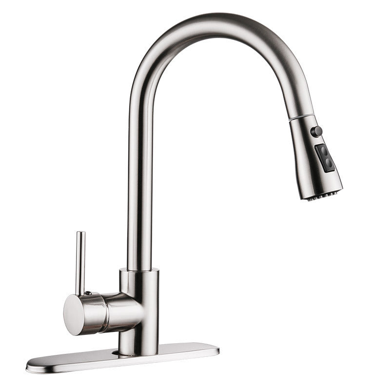 USA Local Pull-out Hot And Cold Household Kitchen And Dishwashing Brushed Copper Sink Faucet