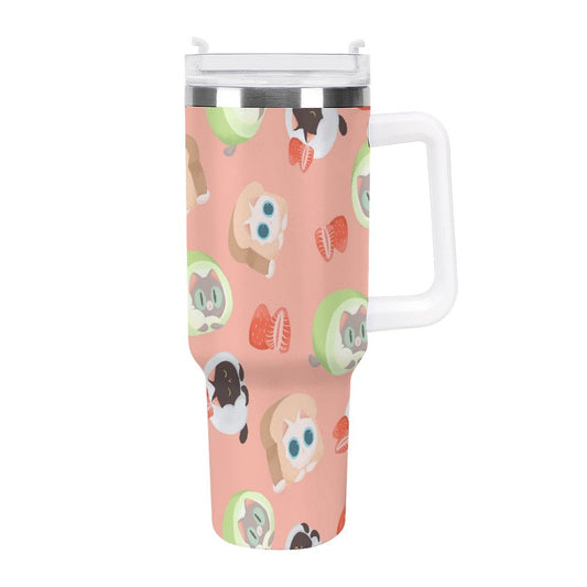 PHDT00261 POD US Local Tumbler 40 oz Large Capacity Car Cup Cat dessert pink green black