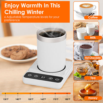US Local 3 Colors 1Pc Desktop Electric Mug Warmer Auto Shut Off Timer Setting 6 Temperature Levels Cup Warmer For Milk Tea Cup Heating Plate