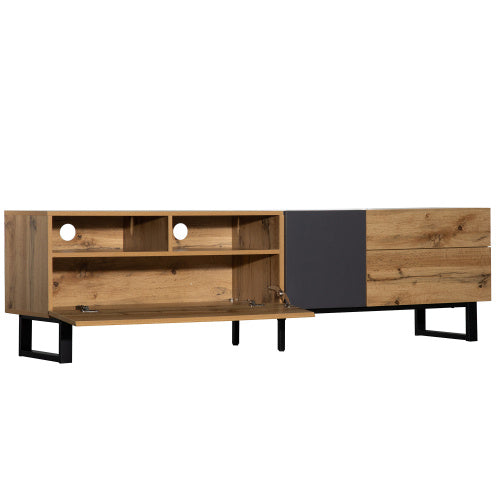 US Local Modern TV Stand For 80'' TV With Double Storage Space, Media Console Table, Entertainment Center With Drop Down Door For Living Room
