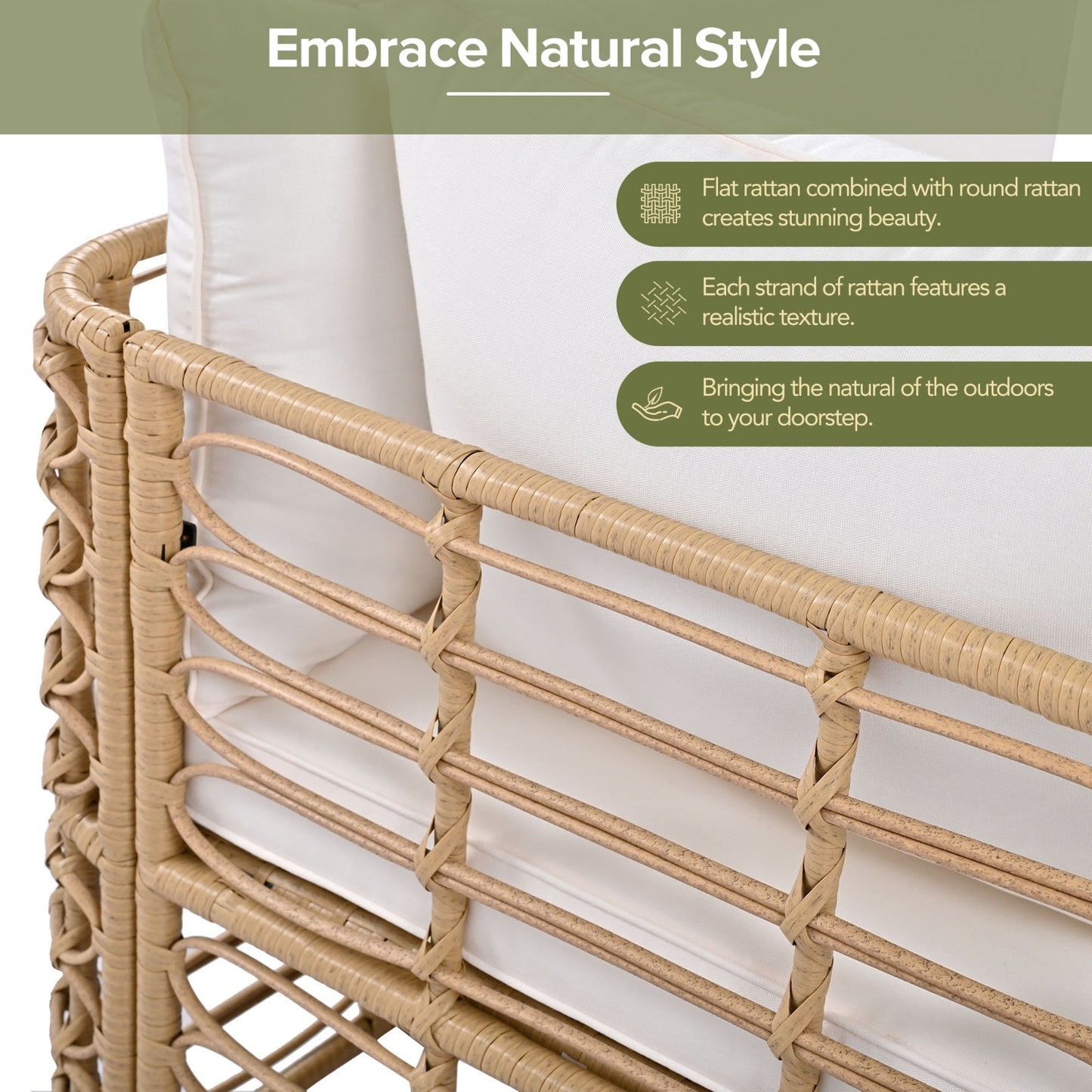 US Local GO 7 Pieces Outdoor Patio Furniture, All-Weather Rattan Sectional Sofa Set With Thick Cushions And P