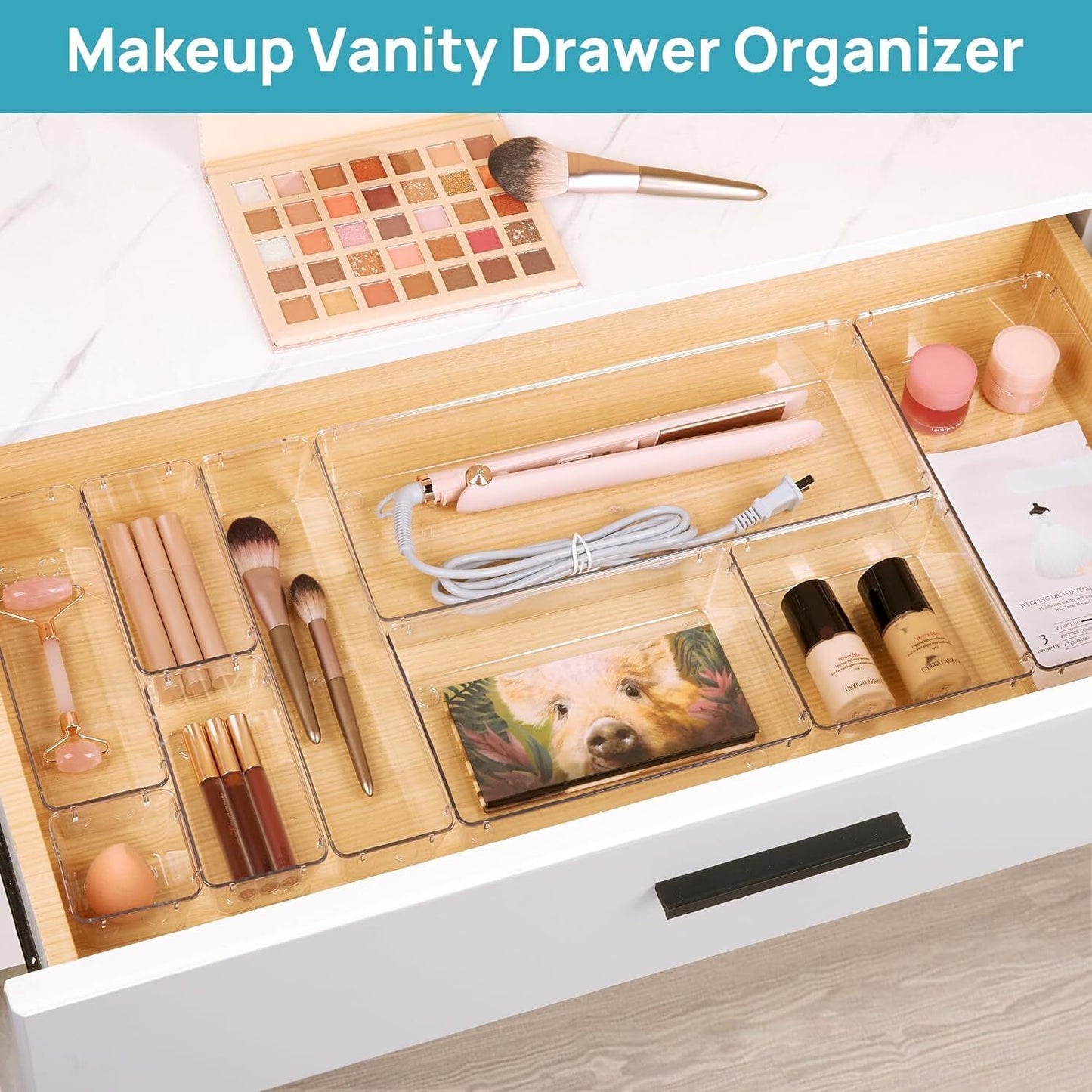 UK Local 25Pcs Draw Organiser Plastic Box Desk Drawer Fridge Trays Makeup Storage Divider