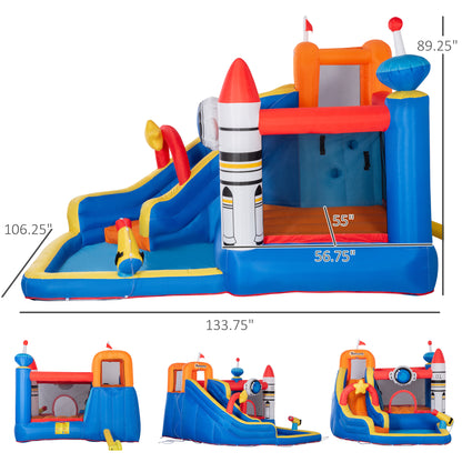 US Local 5-in-1 Kids Bounce House Inflatable Water Slide with Pool
