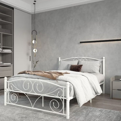 US Local Full Size Unique Flower Sturdy System Metal Bed Frame With Headboard And Footboard