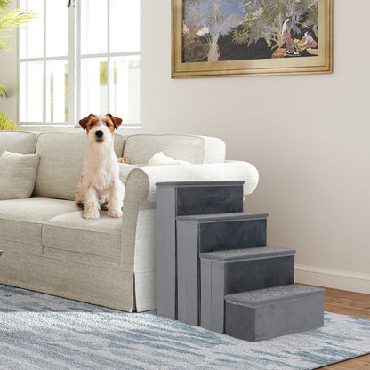 US Local 4-Step Dog Stairs Non-slip Foldable Dog Ramp With Adjustable Steps