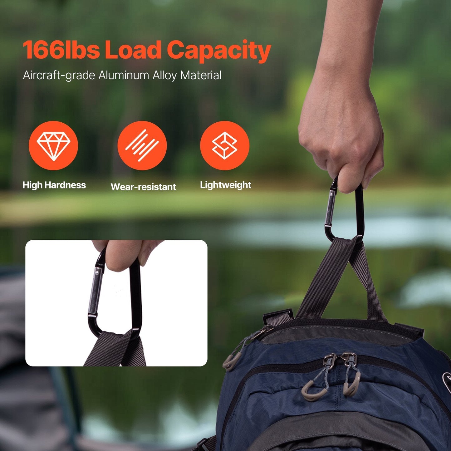 US Local Caribeaner Clip Spring Snap Hook Keyring Camping Sports Karabiner 10 PCS